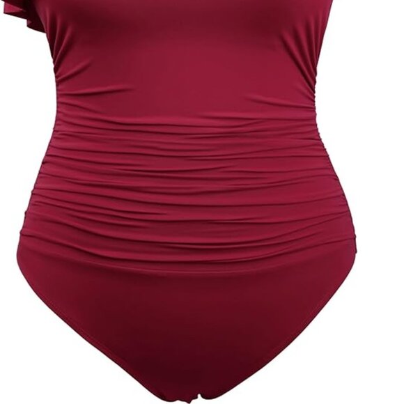 One shoulder Swimsuit with Ruffle (M) - Picture 9 of 9